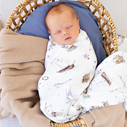 Snuggle Hunny Organic Cotton Muslin Wrap | Set Sail