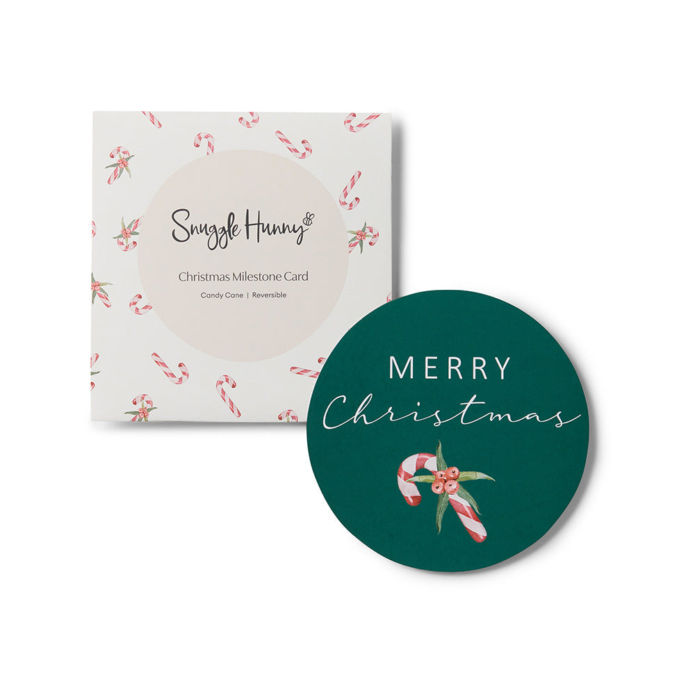 Snuggle Hunny Reversible Single Milestone Card - Candy Cane