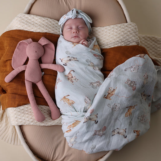 Snuggle Hunny Organic Cotton Muslin Wrap - Kittens
