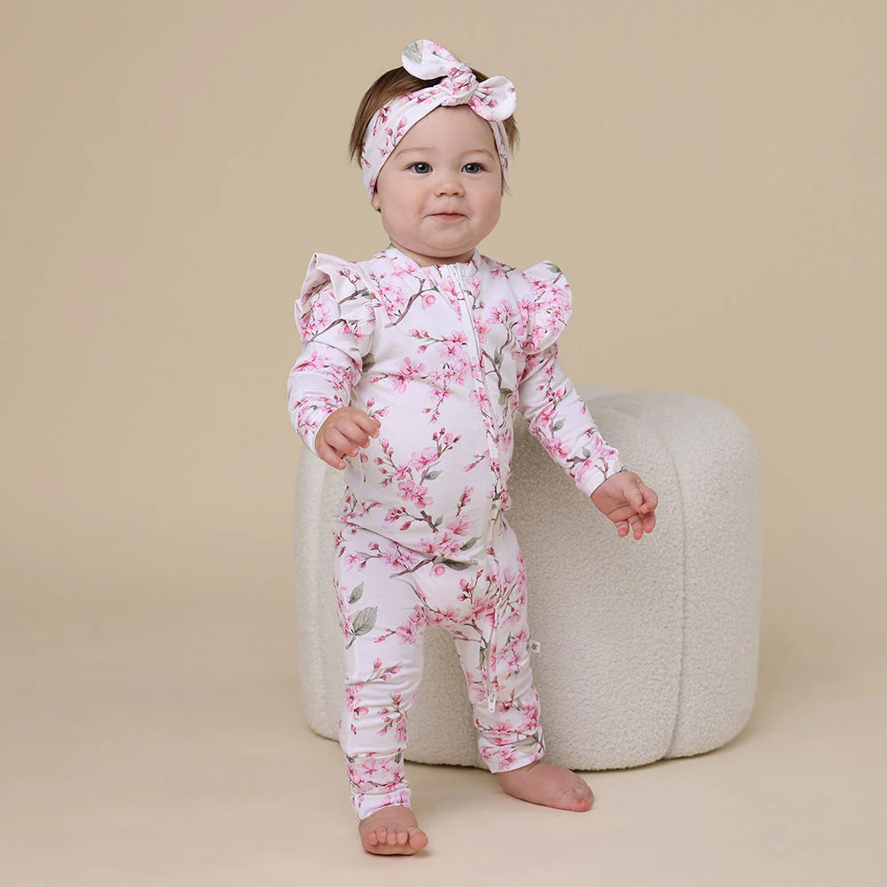 Snuggle Hunny Snugglesuit Convertible Romper - Cherry Blossom