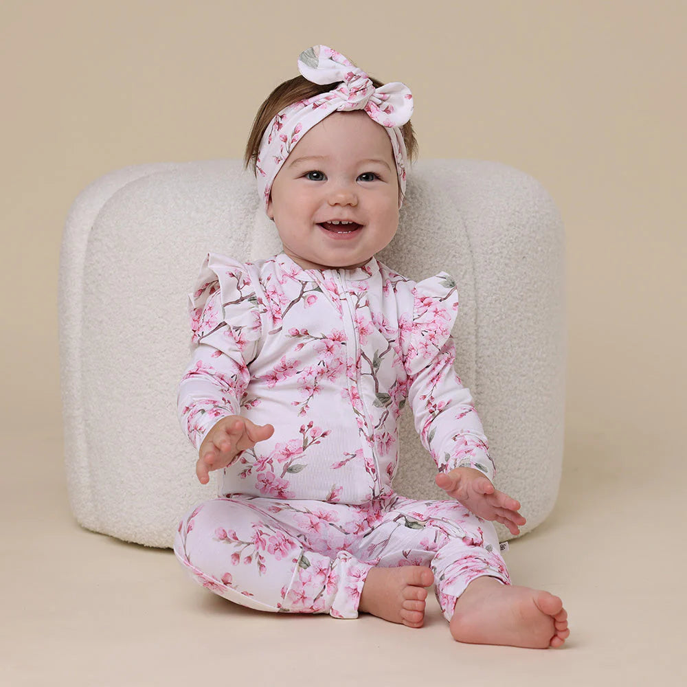 Snuggle Hunny Snugglesuit Convertible Romper - Cherry Blossom