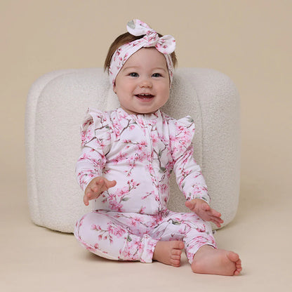Snuggle Hunny Snugglesuit Convertible Romper - Cherry Blossom