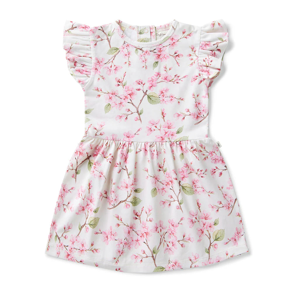 Snuggle Hunny Organic Cotton Short Sleeve Dress - Cherry Blossom