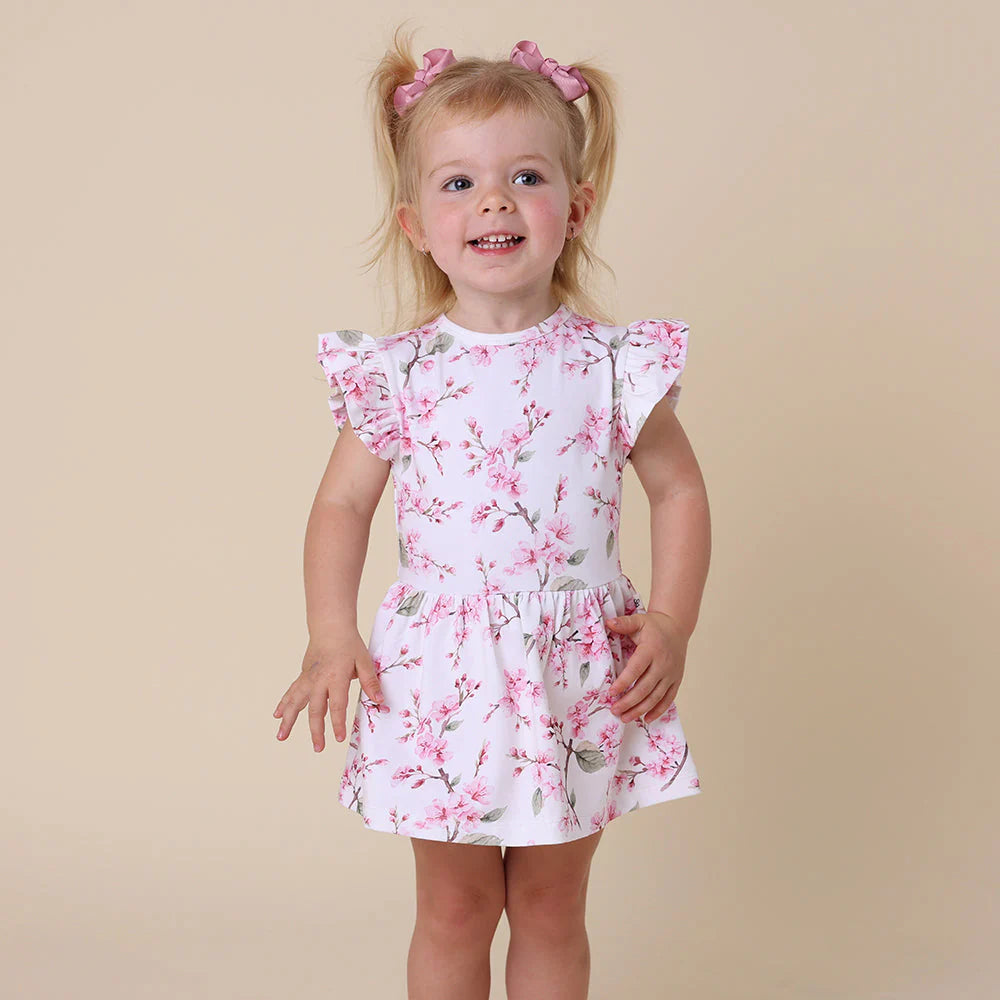 Snuggle Hunny Organic Cotton Short Sleeve Dress - Cherry Blossom