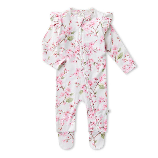 Snuggle Hunny Snuggle Sleepsuit Zip Footie - Cherry Blossom