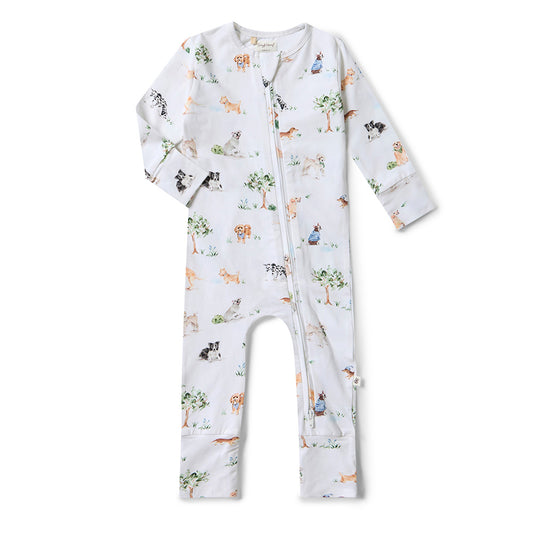 Snuggle Hunny Snugglesuit Convertible Romper - Dog Park