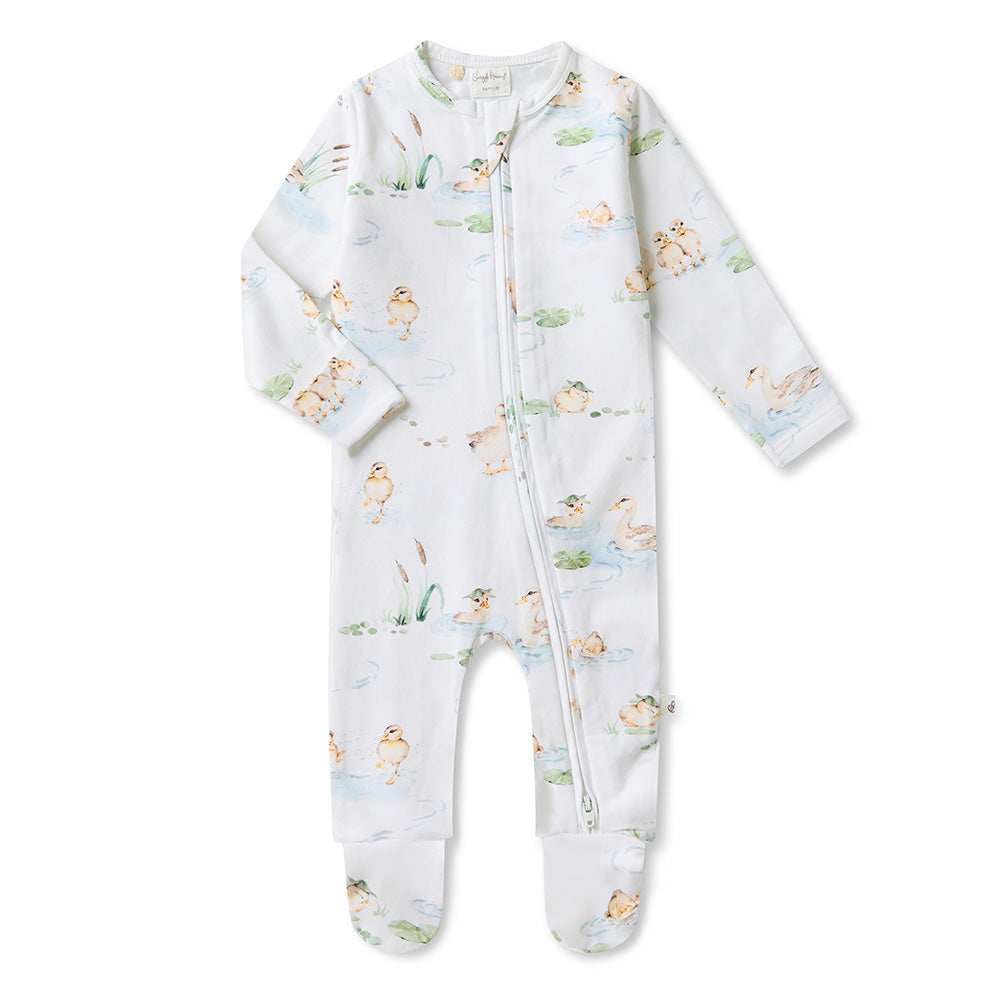 Snuggle Hunny Snuggle Sleepsuit Zip Footie - Duck Pond