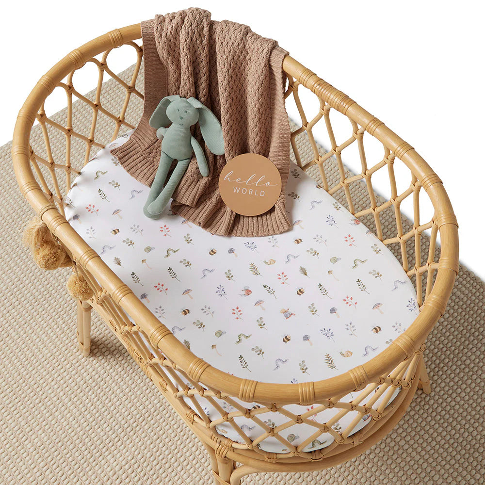 Snuggle Hunny Fitted Bassinet & Change Pad Cover | Garden Friends - Angus & Dudley Collections