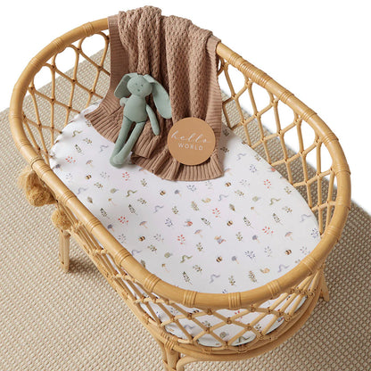 Snuggle Hunny Fitted Bassinet & Change Pad Cover | Garden Friends - Angus & Dudley Collections