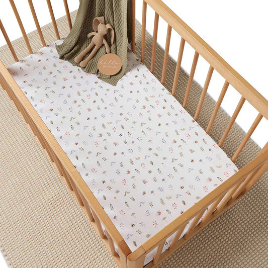 Snuggle Hunny Fitted Cot Sheet - Garden Friends