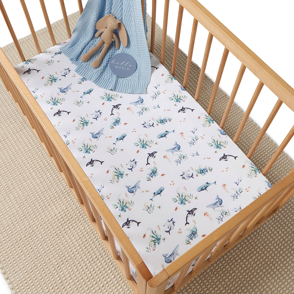 Snuggle Hunny Fitted Cot Sheet - Ocean