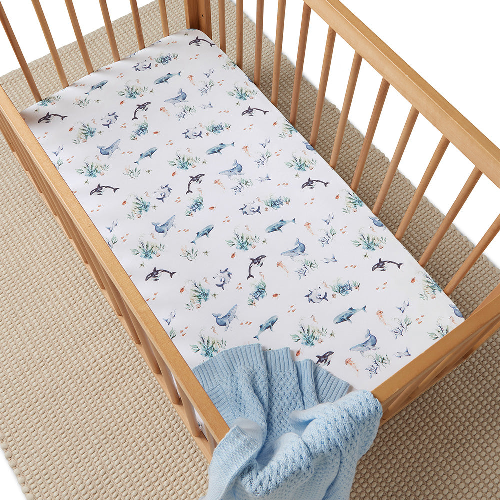 Snuggle Hunny Fitted Cot Sheet - Ocean