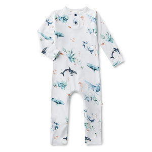 Snuggle Hunny Organic Cotton Growsuit - Ocean