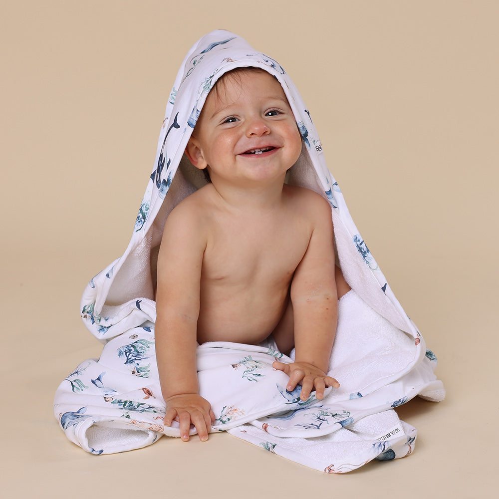 Snuggle Hunny Hooded Organic Cotton Towel - Ocean