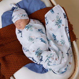 Snuggle Hunny Organic Cotton Muslin Wrap - Ocean