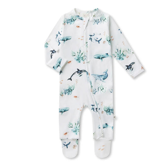 Snuggle Hunny Snuggle Sleepsuit Zip Footie - Ocean