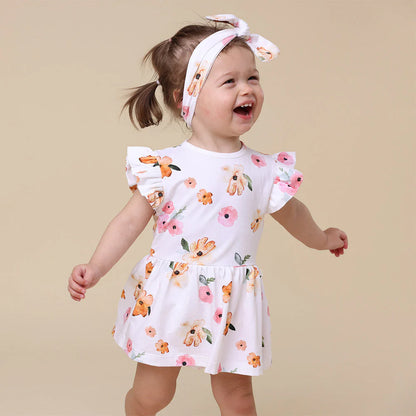 Snuggle Hunny Organic Cotton Short Sleeve Dress - Poppy