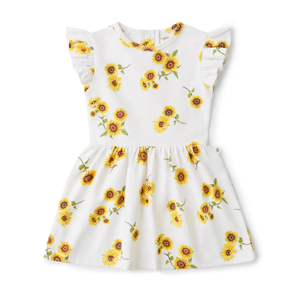 Snuggle Hunny Organic Cotton Short Sleeve Dress - Sunflower