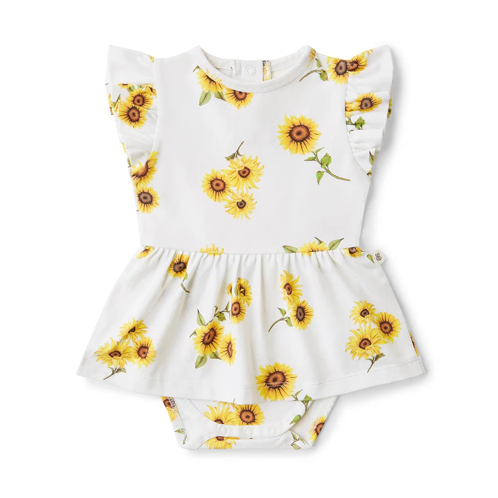 Snuggle Hunny Organic Cotton Short Sleeve Dress - Sunflower