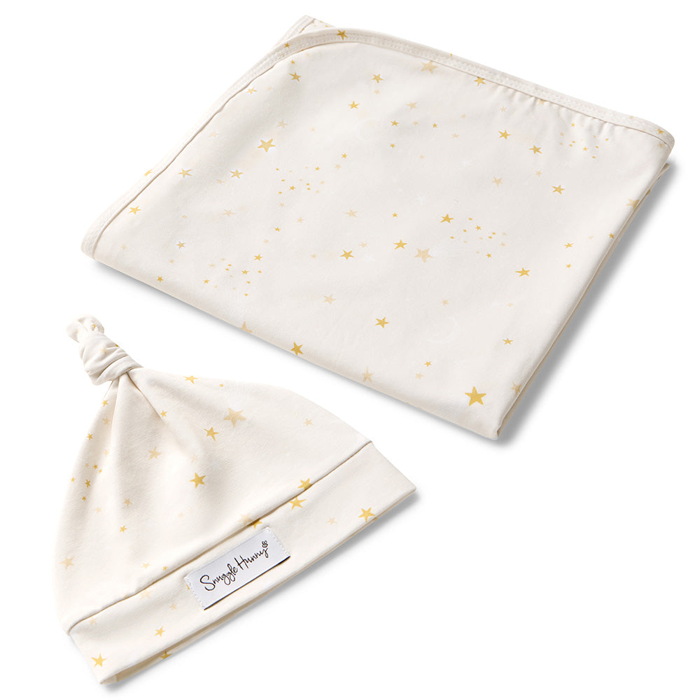 Snuggle Hunny Jersey Wrap and Beanie Set | Stardust