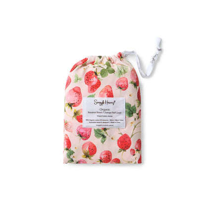 Snuggle Hunny Fitted Bassinet & Change Pad Cover - Strawberry