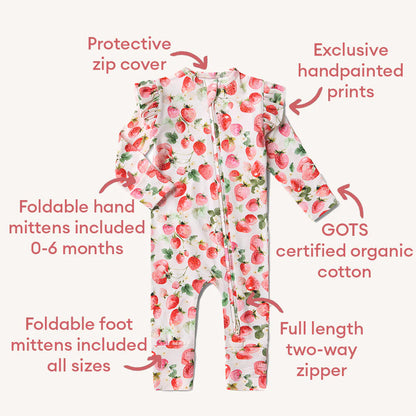 Snuggle Hunny Snugglesuit Convertible Romper - Strawberry