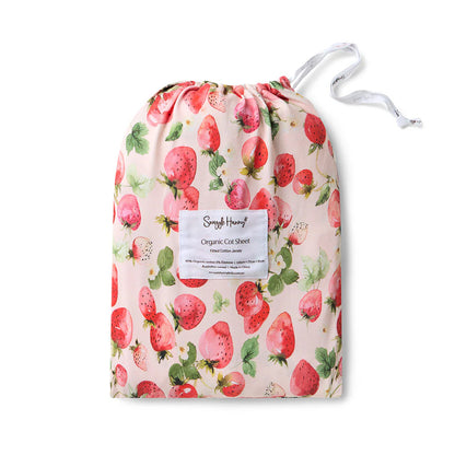 Snuggle Hunny Fitted Cot Sheet - Strawberry
