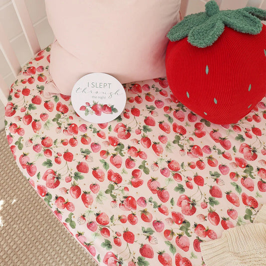 Snuggle Hunny Fitted Cot Sheet - Strawberry
