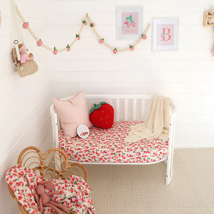 Snuggle Hunny Fitted Cot Sheet - Strawberry