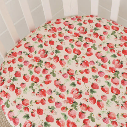 Snuggle Hunny Fitted Cot Sheet - Strawberry