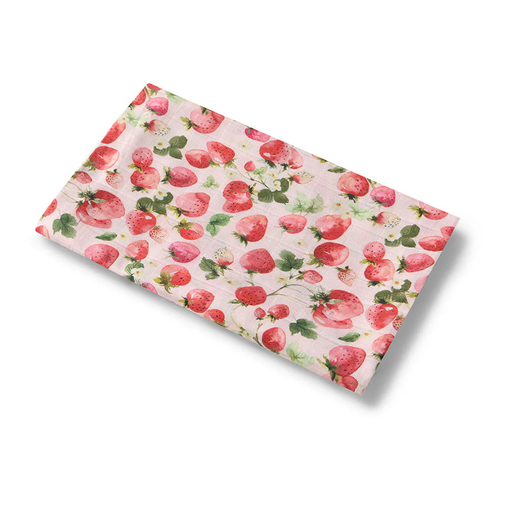Snuggle Hunny Organic Cotton Muslin Wrap - Strawberry