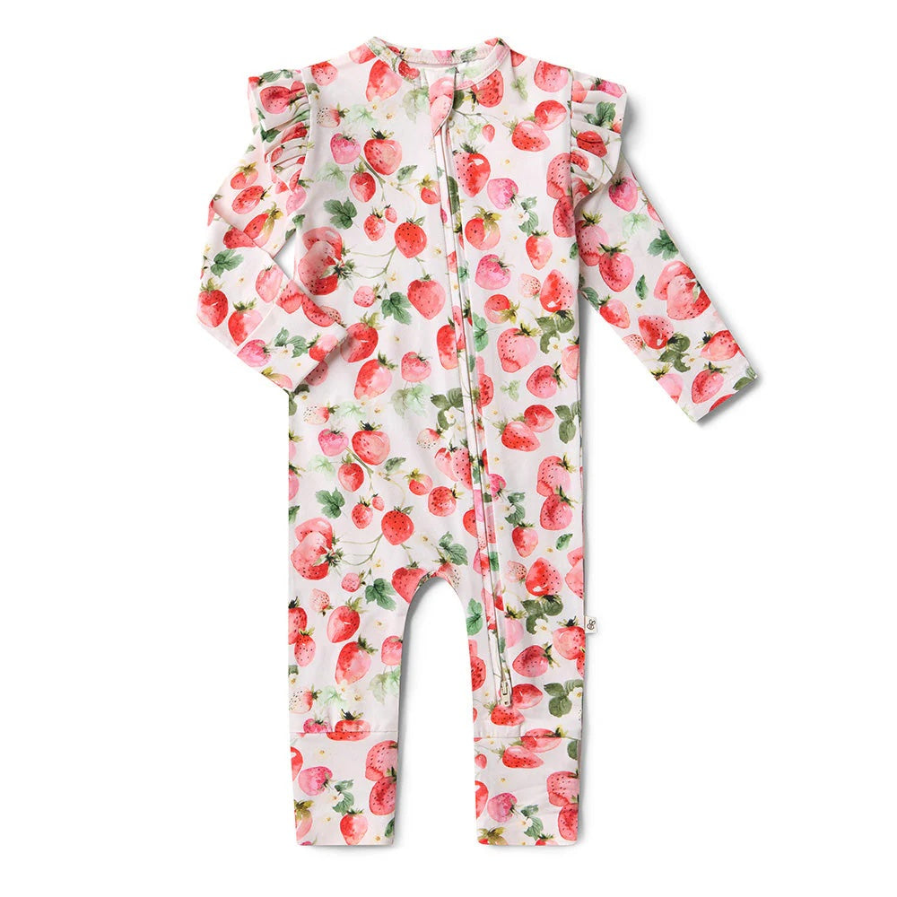 Snuggle Hunny Snugglesuit Convertible Romper - Strawberry