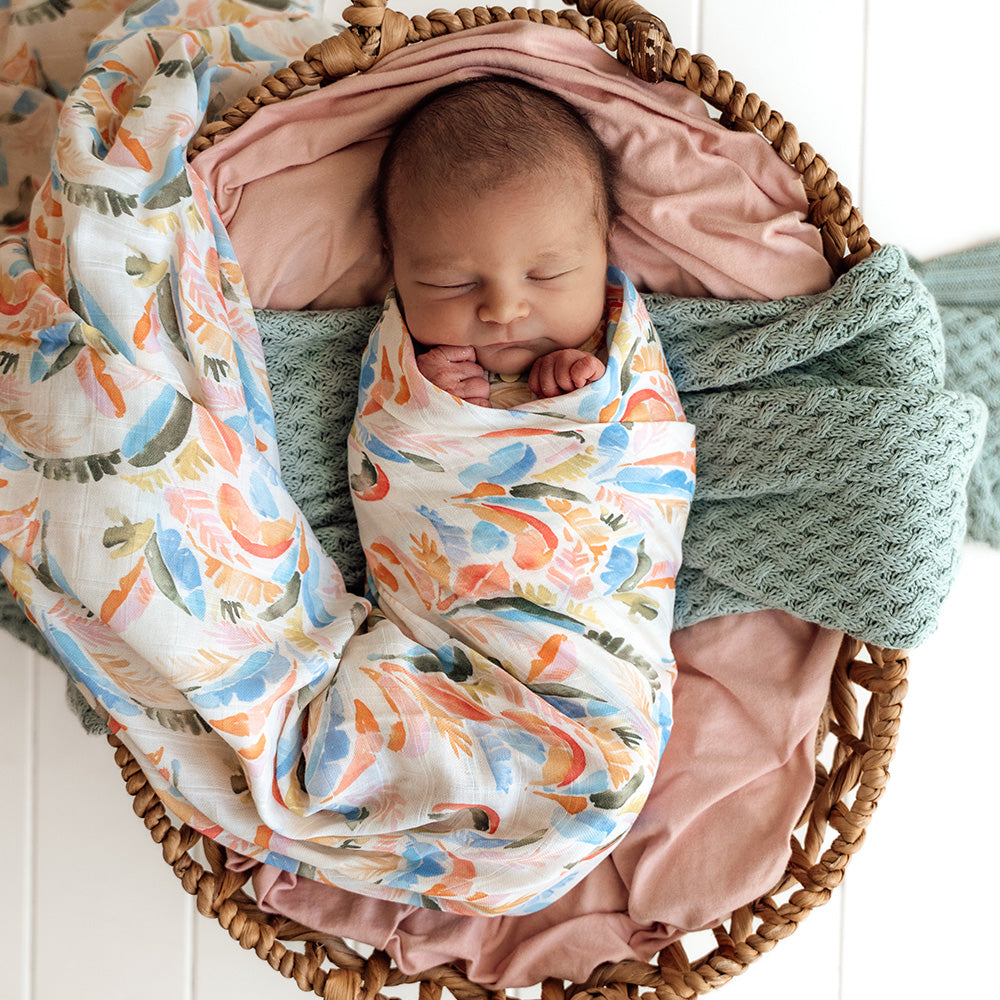 Snuggle Hunny Organic Cotton Muslin Wrap - Summer Palm