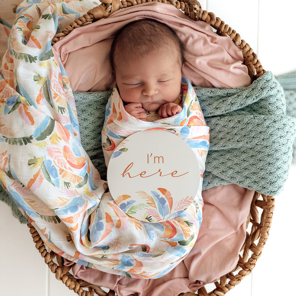 Snuggle Hunny Organic Cotton Muslin Wrap - Summer Palm