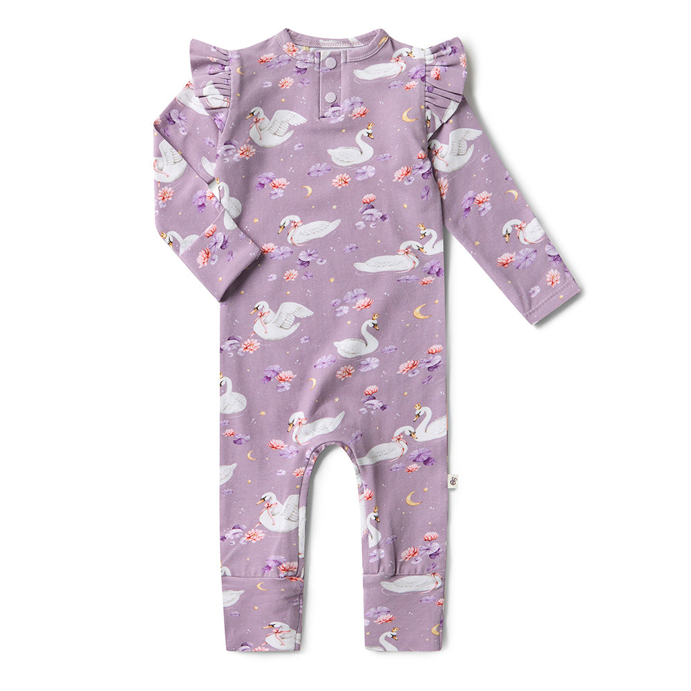 Snuggle Hunny Organic Cotton Growsuit - Swan Lake