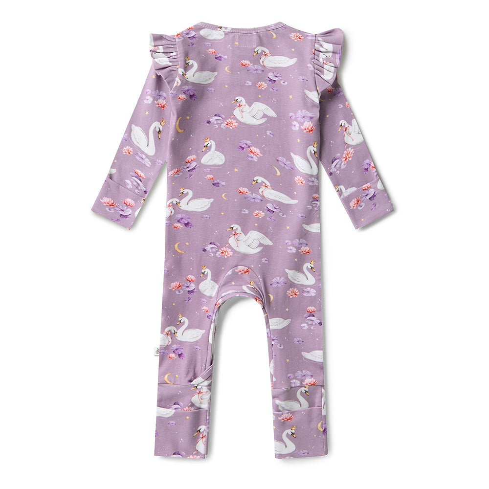 Snuggle Hunny Organic Cotton Growsuit - Swan Lake