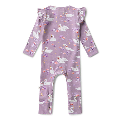 Snuggle Hunny Organic Cotton Growsuit - Swan Lake