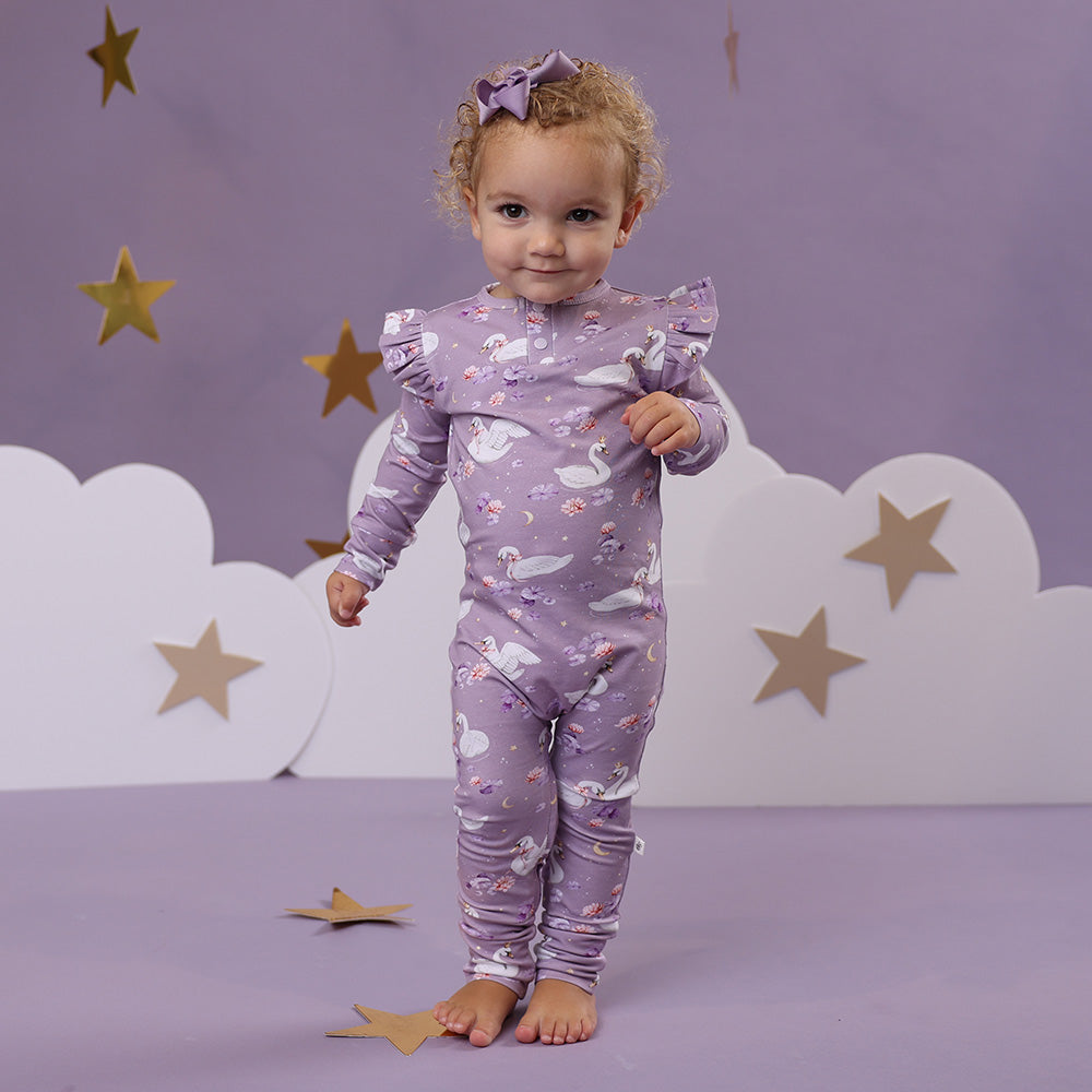 Snuggle Hunny Organic Cotton Growsuit - Swan Lake