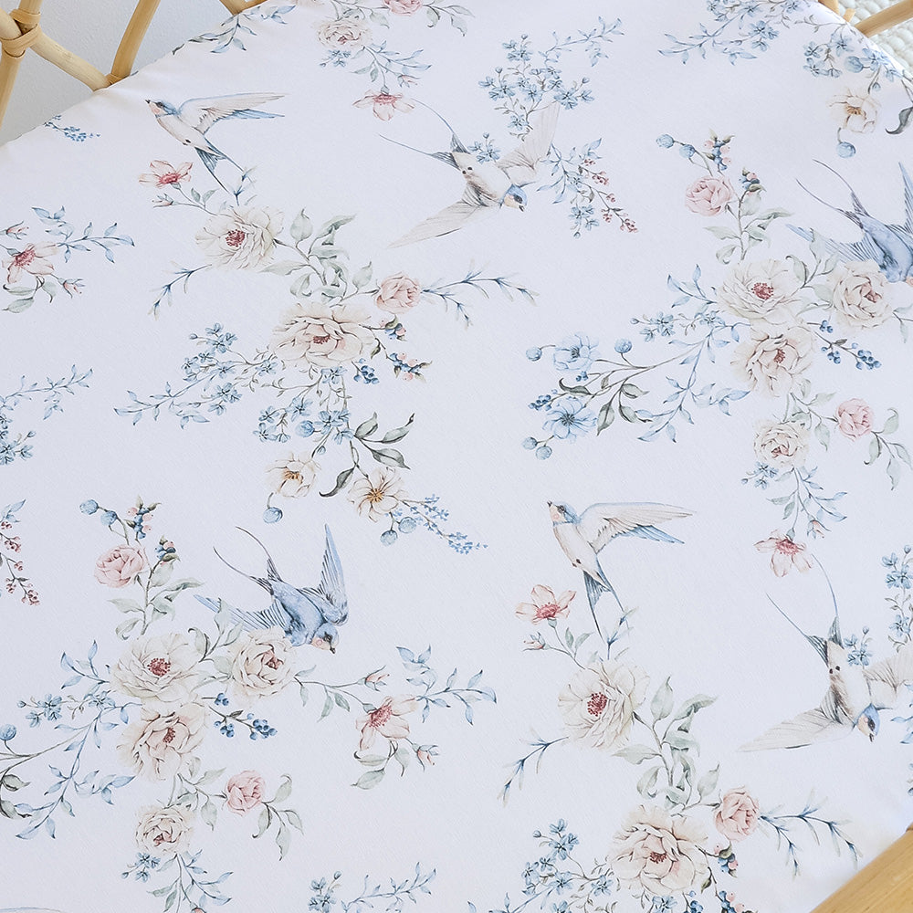Snuggle Hunny Fitted Bassinet & Change Pad Cover | Sweet Swallows