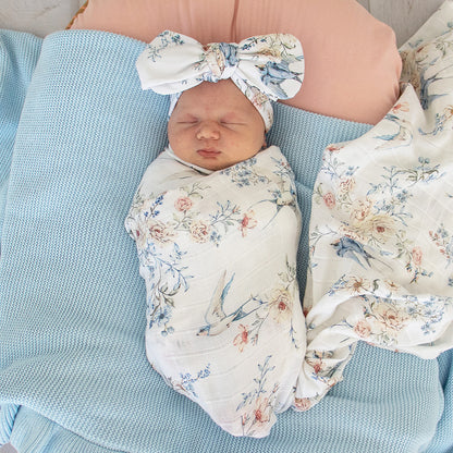 Snuggle Hunny Organic Cotton Muslin Wrap | Sweet Swallows