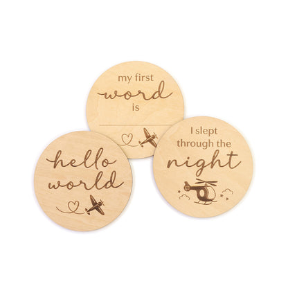 SNUGGLE HUNNY | WOODEN MILESTONE DISCS | TAKING FLIGHT