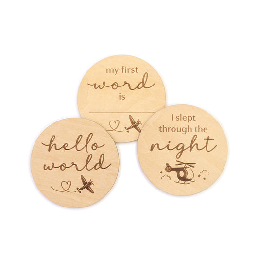 SNUGGLE HUNNY | WOODEN MILESTONE DISCS | TAKING FLIGHT
