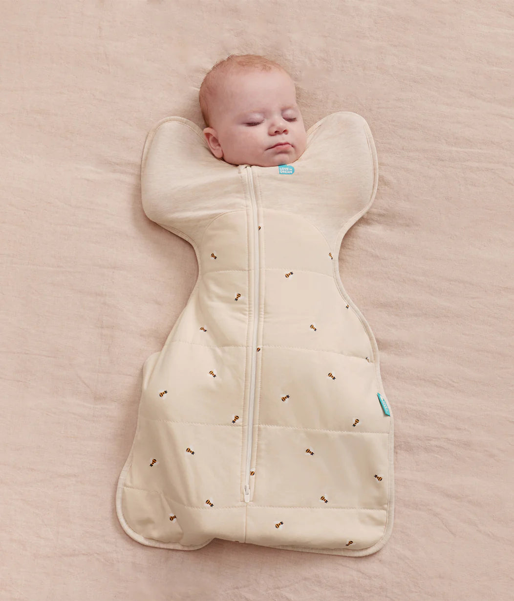 LOVE TO DREAM SWADDLE UP SLEEPING BAG 2.5 TOG | BEES OATMEAL