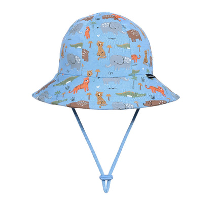 Children's bucket hat with animal pattern on a white background