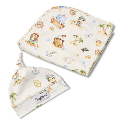 SNUGGLE HUNNY | JERSEY WRAP AND BEANIE SET | TREASURE ISLAND