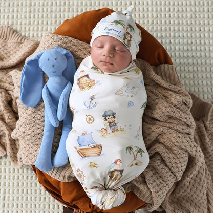SNUGGLE HUNNY | JERSEY WRAP AND BEANIE SET | TREASURE ISLAND