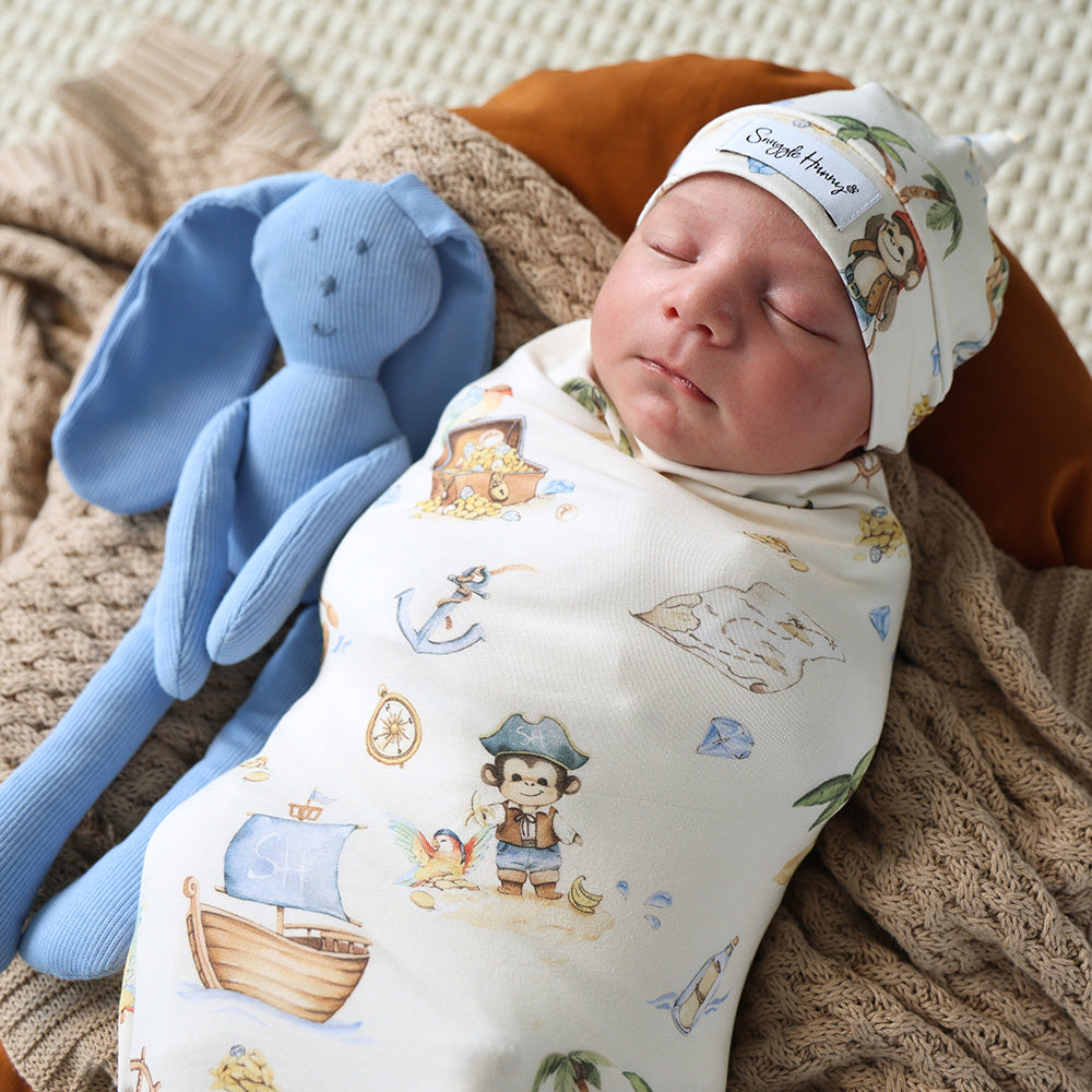 SNUGGLE HUNNY | JERSEY WRAP AND BEANIE SET | TREASURE ISLAND