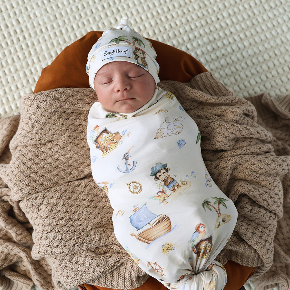 SNUGGLE HUNNY | JERSEY WRAP AND BEANIE SET | TREASURE ISLAND
