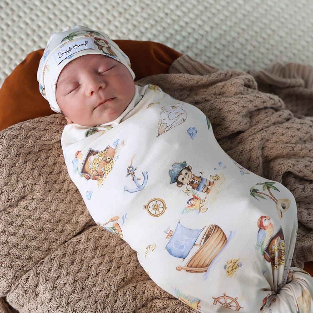 SNUGGLE HUNNY | JERSEY WRAP AND BEANIE SET | TREASURE ISLAND