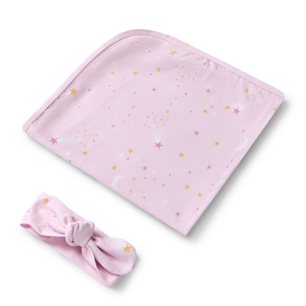 Snuggle Hunny Jersey Wrap and Headband Set - Twinkle